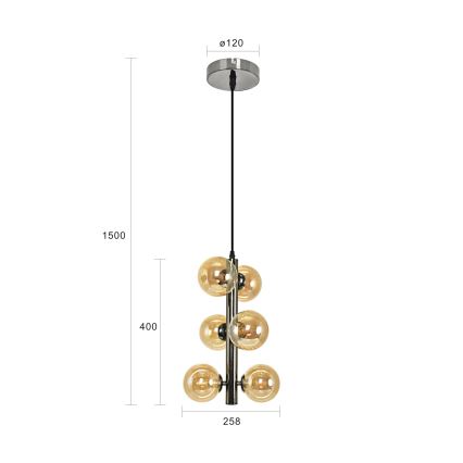 Brilagi - LED-taklampa på vajer MILLA 6xG9/3W/230V svart krom/guld