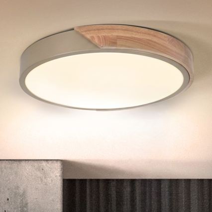 BRILAGI - LED-taklampa PILANA LED/24W/230V ek/beige Ø 30 cm