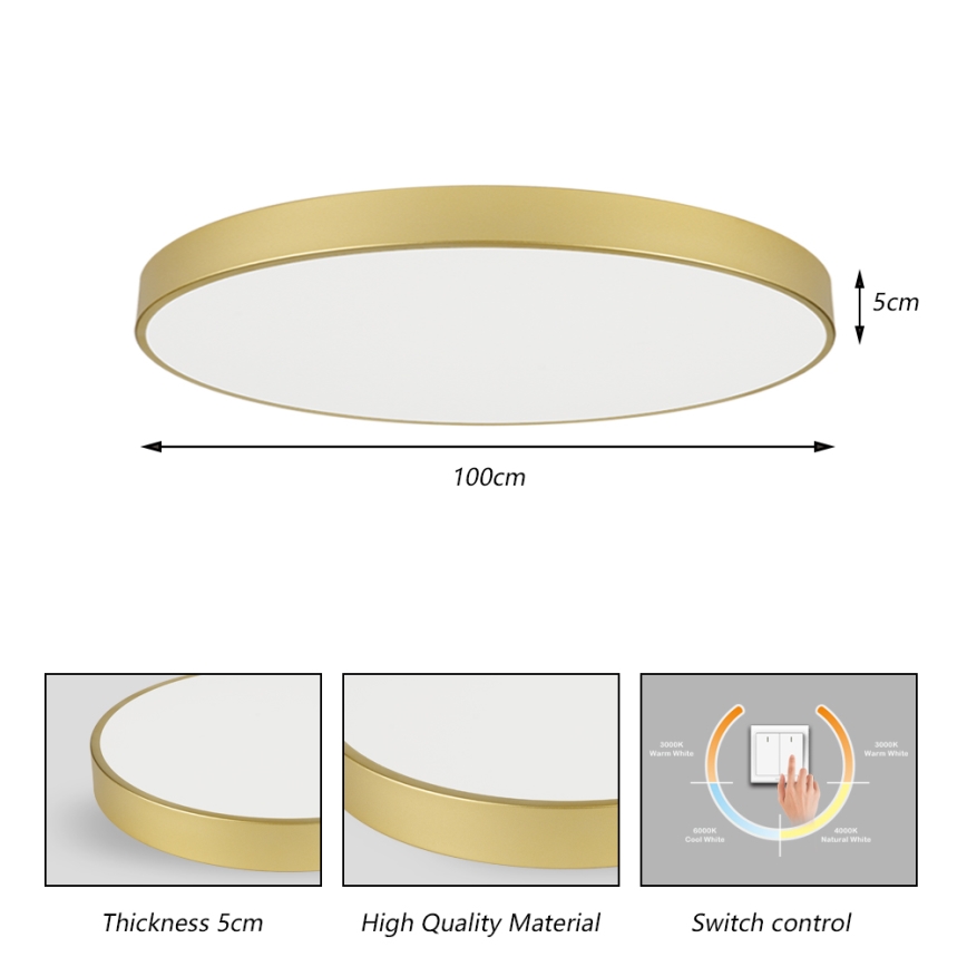 Brilagi - LED-takarmatur POOL LED/128W/230V 3000/4000/6000K Ø 100 cm guldig