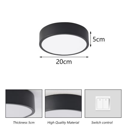 Brilagi - LED taklampa POOL LED/18W/230V 3000/4000/6000K Ø 20 cm svart