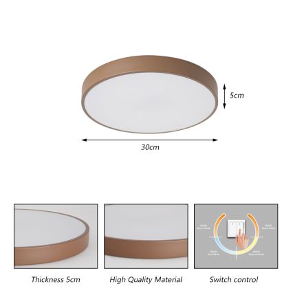 Brilagi - LED taklampa POOL LED/36W/230V 3000/4000/6000K Ø 30 cm brun