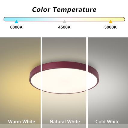 Brilagi - LED-taklampa POOL LED/36W/230V 3000/4000/6000K Ø 30 cm vinröd