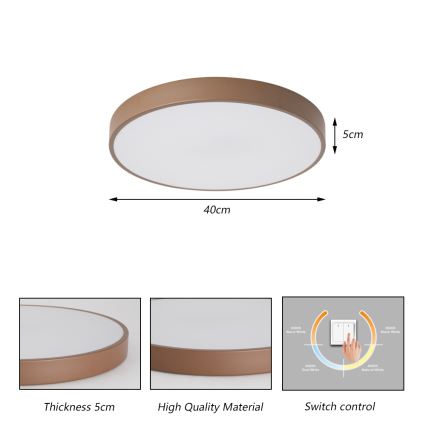 Brilagi - LED-taklampa POOL LED/48W/230V 3000/4000/6000K Ø 40 cm, brun