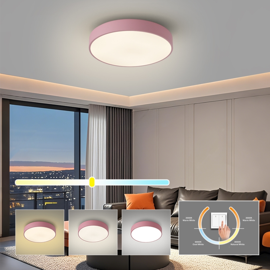 Brilagi - LED-taklampa POOL LED/48W/230V 3000/4000/6000K Ø 40 cm rosa