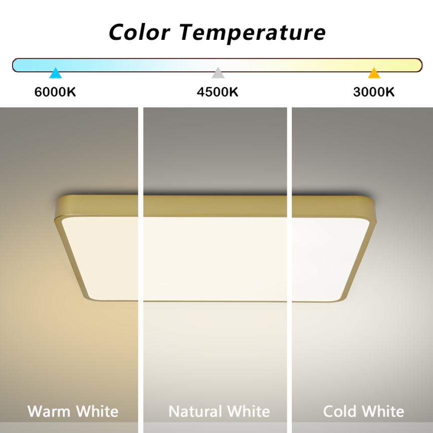 Brilagi - LED-taklampa POOL LED/48W/230V 3000/4500/6000K 50x50 cm guldfärgad