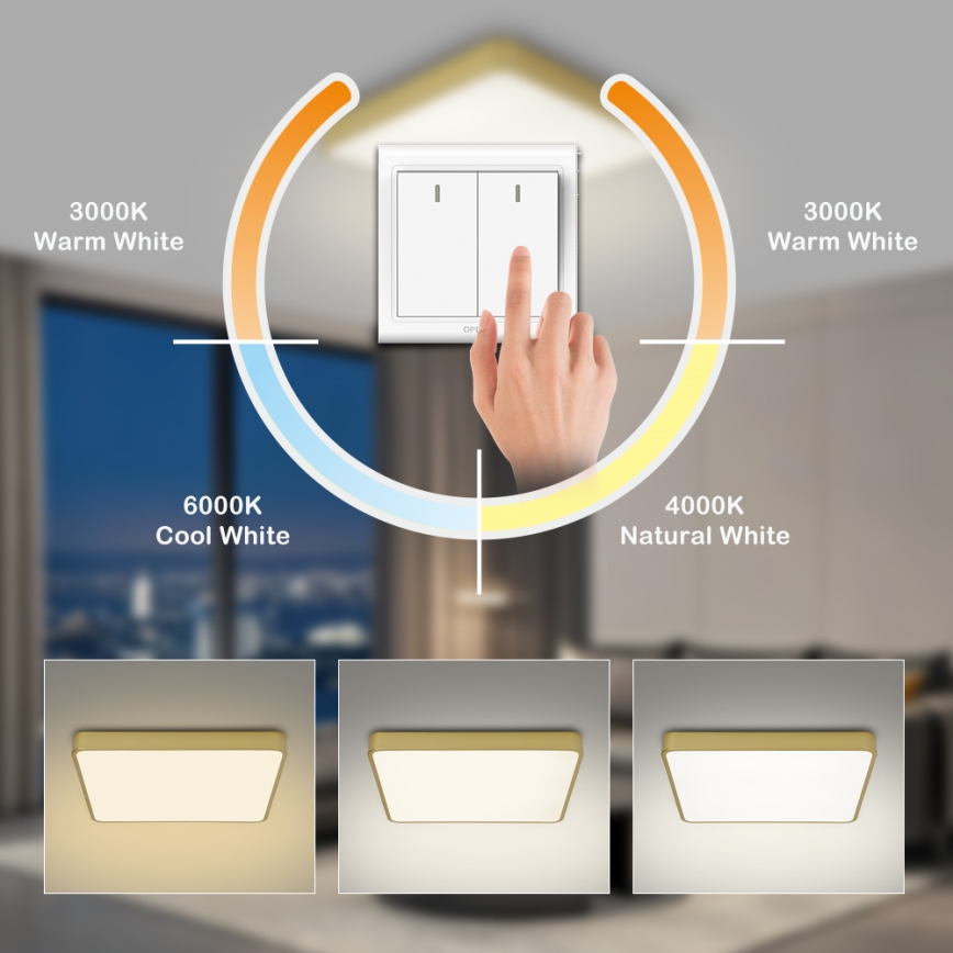 Brilagi - LED-taklampa POOL LED/48W/230V 3000/4500/6000K 50x50 cm guldfärgad