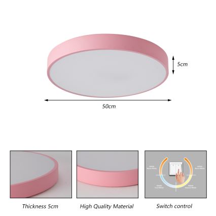 Brilagi - LED-taklampa POOL LED, 60 W, 230 V, 3000/4000/6000 K, Ø 50 cm, rosa