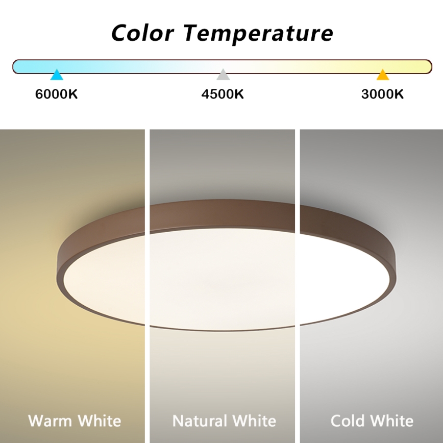 Brilagi - LED-taklampa POOL, 60W/230V, 3000/4000/6000K, Ø 60 cm, brun