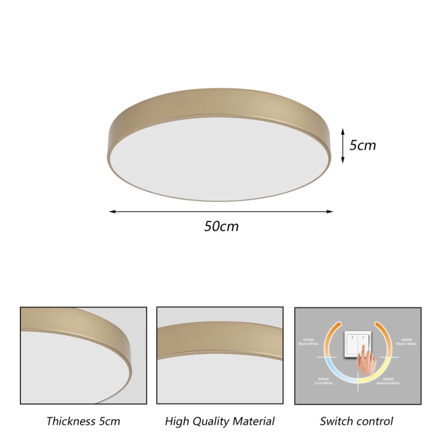 BRILAGI - LED taklampa POOL LED/60W/230V 3000/4000/6000K Ø 50 cm guld