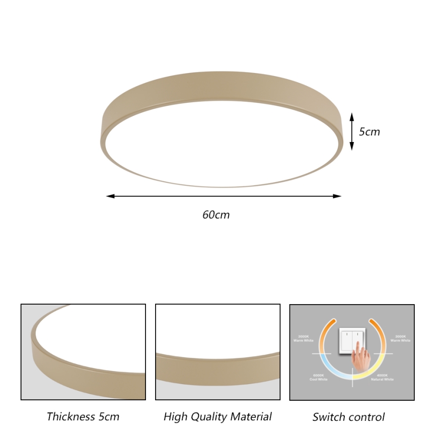 Brilagi - LED-taklampa POOL LED/60W/230V 3000/4000/6000K Ø 60 cm beige