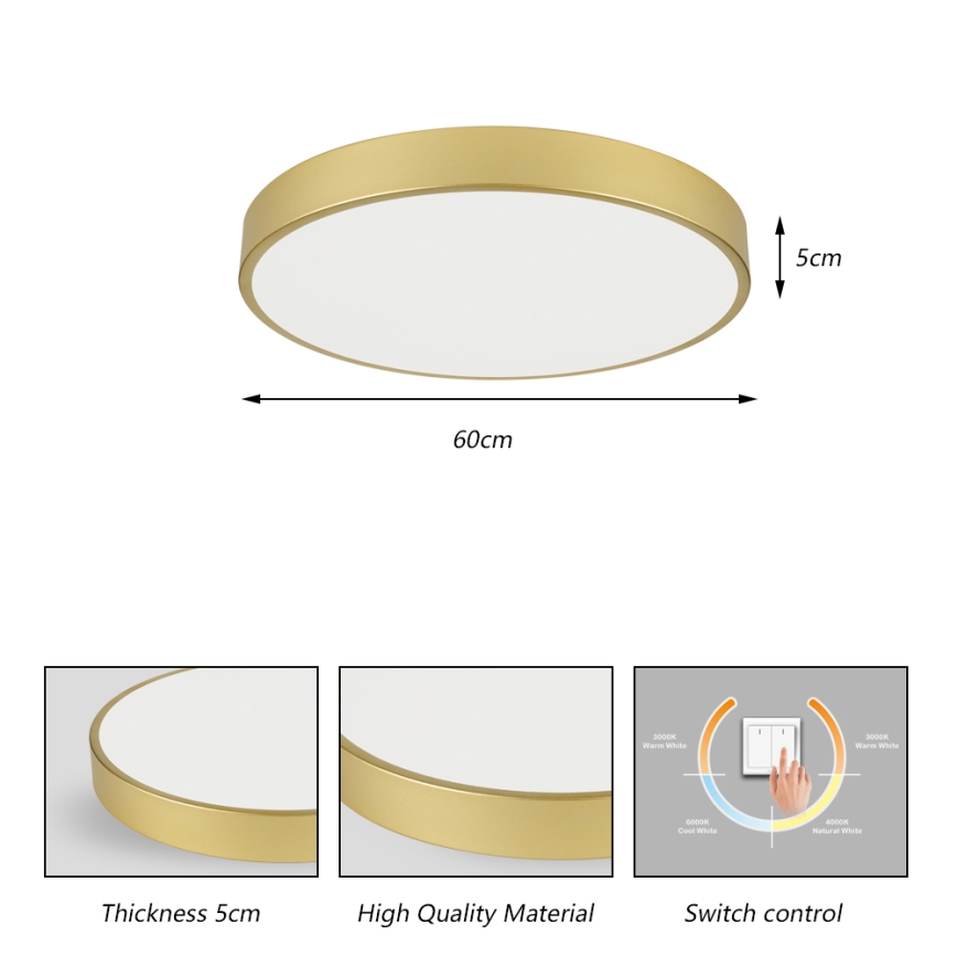 Brilagi - LED taklampa POOL LED/60W/230V 3000/4000/6000K Ø 60 cm guld