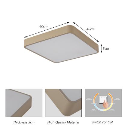 BRILAGI - LED-taklampa POOL SQUARE LED/36W/230V 3000/4000/6000K 40x40 cm beige