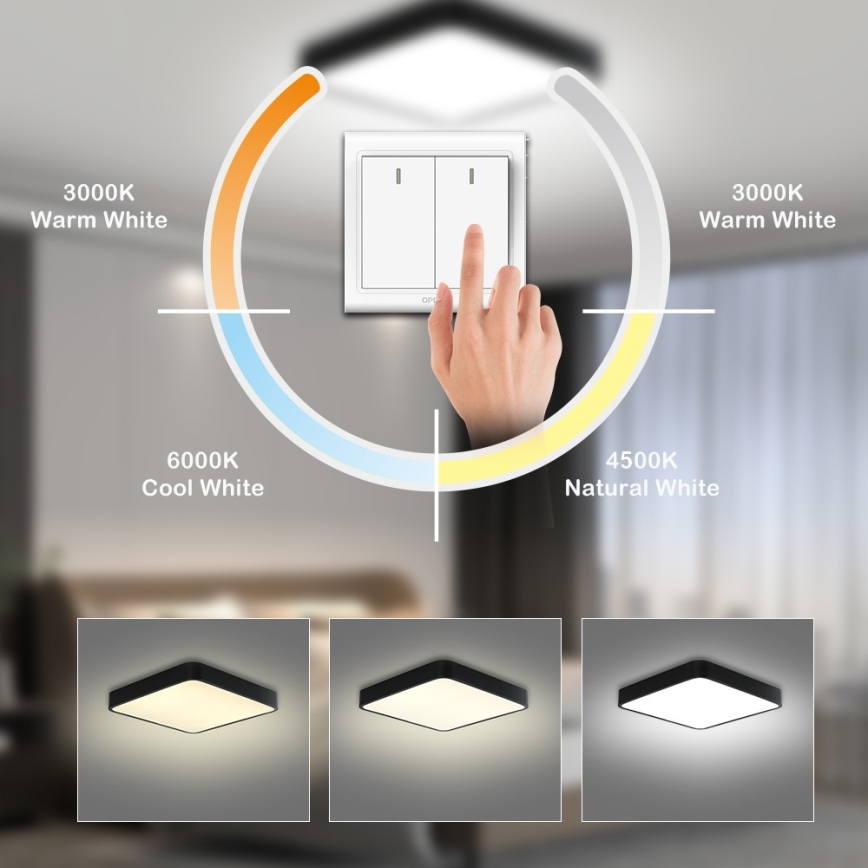 Brilagi - LED takarmatur POOL SQUARE LED/48W/230V 3000/4500/6000K 50x50 cm svart