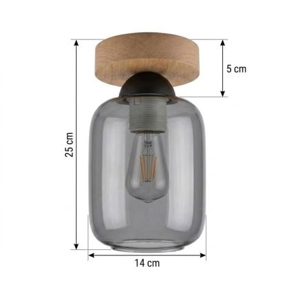 BRILAGI - LED Taklampa RETRO GLASS 1xE27/60W/230V Ø 14 cm ek/rökgrå