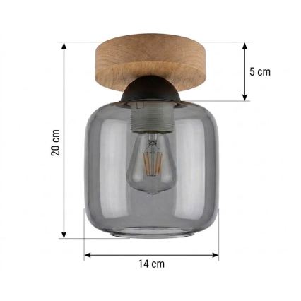 BRILAGI - LED-taklampa RETRO GLASS 1xE27/60W/230V Ø 14 cm ek/rökgrå