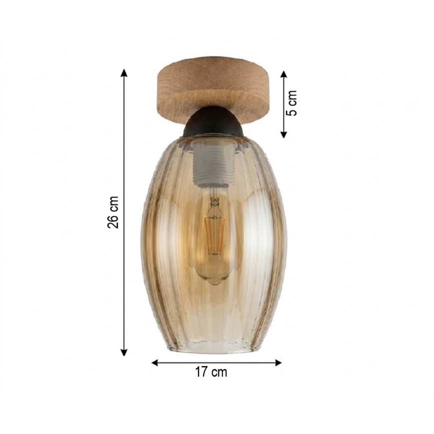 BRILAGI - LED taklampa RETRO GLASS 1xE27/60W/230V Ø 17 cm ek/rökbeige