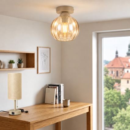 BRILAGI - LED taklampa RETRO GLASS 1xE27/60W/230V Ø 18 cm beige/rökbeige