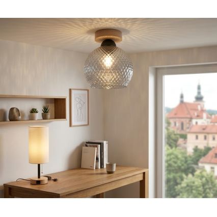 BRILAGI - LED taklampa RETRO GLASS 1xE27/60W/230V Ø 18 cm ek/rökgrå