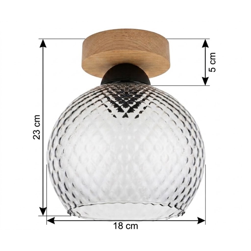 BRILAGI - LED taklampa RETRO GLASS 1xE27/60W/230V Ø 18 cm ek/rökgrå