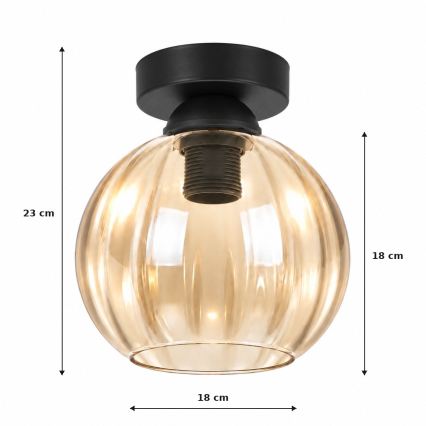 BRILAGI - LED taklampa RETRO GLASS 1xE27/60W/230V Ø 18 cm svart/rökfärgad beige