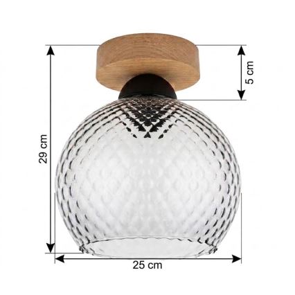 BRILAGI - LED-taklampa RETRO GLASS 1xE27/60W/230V Ø 25 cm ek/rökgrå