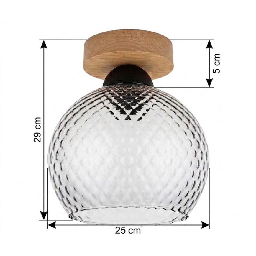 BRILAGI - LED-taklampa RETRO GLASS 1xE27/60W/230V Ø 25 cm ek/rökgrå