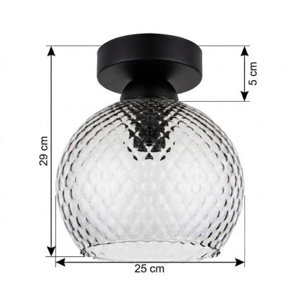 BRILAGI - LED taklampa RETRO GLASS 1xE27/60W/230V Ø 25 cm svart/rökgrå