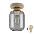 BRILAGI - LED taklampa RETRO GLASS 1xE27/60W/230V Ø 14 cm beige/rökgrå