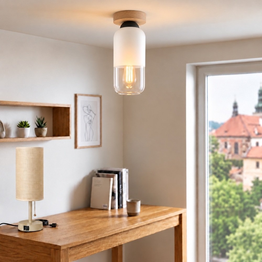 BRILAGI - LED taklampa RETRO GLASS 1xE27/60W/230V Ø 14 cm ek/vit