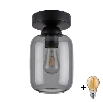 BRILAGI - LED Taklampa RETRO GLASS 1xE27/60W/230V Ø 14 cm svart/rökgrå