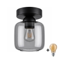 BRILAGI - LED Taklampa RETRO GLASS 1xE27/60W/230V Ø 14 cm svart/rökgrå