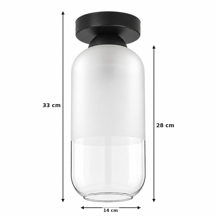BRILAGI - LED taklampa RETRO GLASS 1xE27/60W/230V Ø 14 cm svart/vit