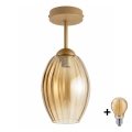 BRILAGI - LED taklampa RETRO GLASS 1xE27/60W/230V Ø 17 cm beige/rökfärgad beige