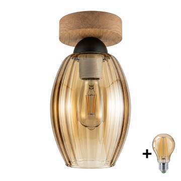 BRILAGI - LED taklampa RETRO GLASS 1xE27/60W/230V Ø 17 cm ek/rökbeige