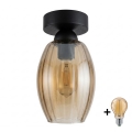 BRILAGI - LED taklampa RETRO GLASS 1xE27/60W/230V Ø 17 cm svart/rökig beige