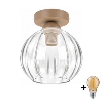 BRILAGI - LED-taklampa RETRO GLASS 1xE27/60W/230V Ø 18 cm beige/klar