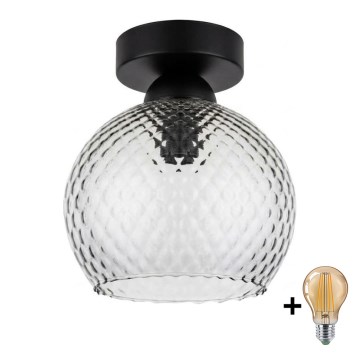 BRILAGI - LED taklampa RETRO GLASS 1xE27/60W/230V Ø 18 cm svart/rökgrå