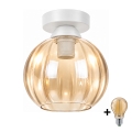 BRILAGI - LED-taklampa RETRO GLASS 1xE27/60W/230V Ø 18 cm vit/rökbeige