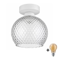 BRILAGI - LED taklampa RETRO GLASS 1xE27/60W/230V Ø 18 cm vit/rökgrå