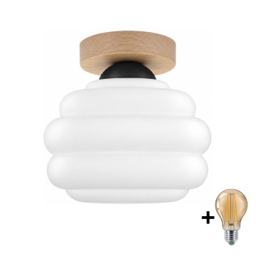 BRILAGI - LED taklampa RETRO GLASS 1xE27/60W/230V Ø 20 cm ek/vit