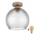 BRILAGI - LED-taklampa RETRO GLASS 1xE27/60W/230V Ø 25 cm beige/rökgrå