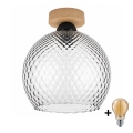 BRILAGI - LED-taklampa RETRO GLASS 1xE27/60W/230V Ø 25 cm ek/rökgrå