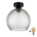 BRILAGI - LED taklampa RETRO GLASS 1xE27/60W/230V Ø 25 cm svart/rökgrå