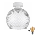 BRILAGI - LED taklampa RETRO GLASS 1xE27/60W/230V Ø 25 cm vit/rökgrå