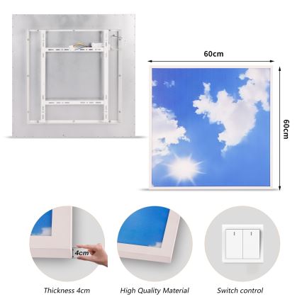Brilagi - LED taklampa SLIMFRAME SKY LED/58W/230V 60x60 cm silver/blå