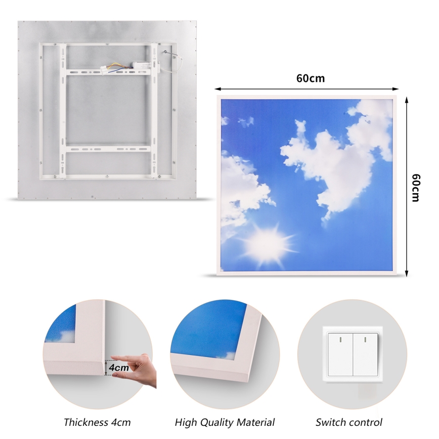 Brilagi - LED taklampa SLIMFRAME SKY LED/58W/230V 60x60 cm silver/blå