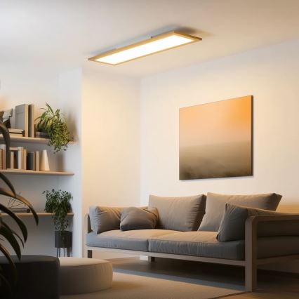 Brilagi - LED taklampa SLIMFRAME WOOD LED/58W/230V 124x34 cm brun