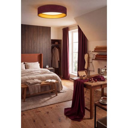 BRILAGI - LED taklampa VELVET SIMPLE LED/24W/230V 3000K Ø45 cm vinröd/guld