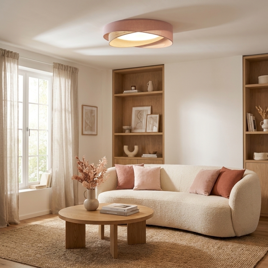 BRILAGI - LED Taklampa VELVET TWIST LED/24W/230V 4000K Ø 55 cm rosa/beige