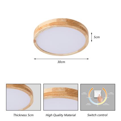 BRILAGI - LED-taklampa WOODLINE LED/24W/230V 3000/4000/6000K ek Ø 30 cm